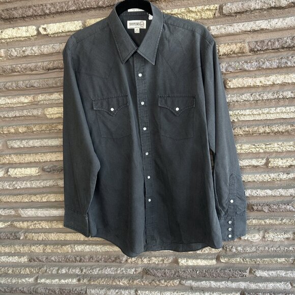 Sheplers Men's Vintage Gray Western Pearl Snap Long Sleeve Shirt Size 16.5 - Picture 5 of 9